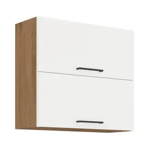 Horní kuchyňská skříňka Vigo, dub lancelot/bílý lesk, šířka 80 cm obraz