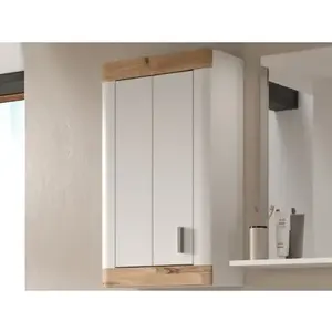 Závěsná koupelnová skříňka Laredo, 45 cm, bílá/dub nox obraz