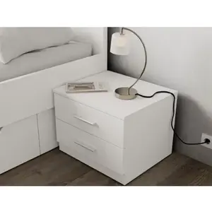 Noční stolek se 2 zásuvkami Iwetta, bílý obraz