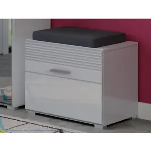Předsíňová lavice s botníkem Linus, bílá lesk obraz