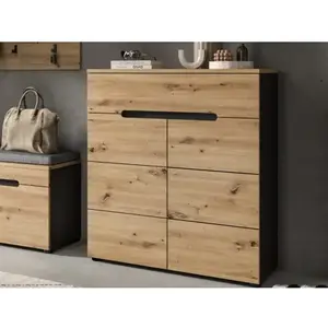 Skříňka s policemi/botník Cano, 80 cm, šedá/dub artisan obraz