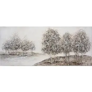 Ručně malovaný obraz Zimní klid v krajině 140x60 cm, olejomalba obraz
