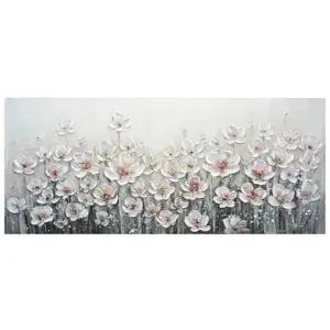 Ručně malovaný obraz Bílé květiny 140x60 cm, olejomalba obraz