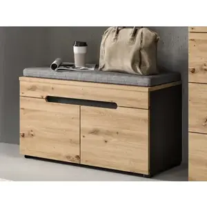 Předsíňová lavice Cano, 80 cm, šedá/dub artisan obraz
