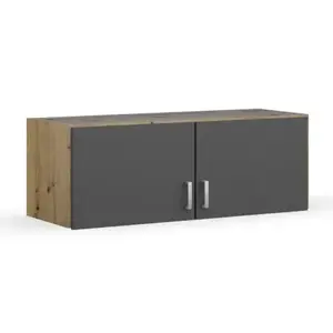 Skříňový nástavec Bremen, 91 cm, dub artisan/tmavě šedý obraz
