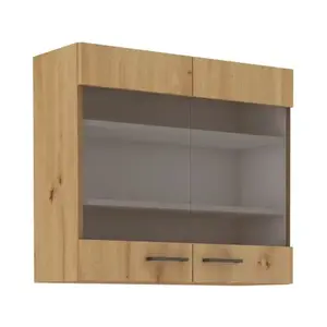 Horní prosklená kuchyňská skříňka Modena, 80 cm, dub artisan obraz