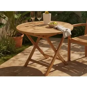 Kulatý zahradní stůl Dumai, 90 cm, teak obraz