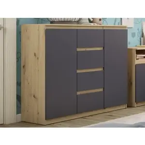 Široká komoda se 4 zásuvkami Carlos, dub artisan/grafit, 120 cm obraz