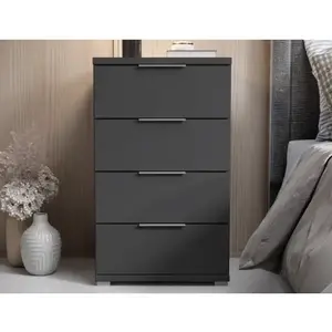 Noční stolek/skříňka se 4 zásuvkami Smilla, výška 79 cm, grafitový obraz