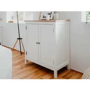 Skříňka 2-dveřová Bergen, bílá/dub artisan obraz