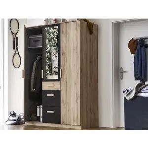 Šatní skříň se zrcadlem Cariba, 135 cm, dub san remo/grafit obraz