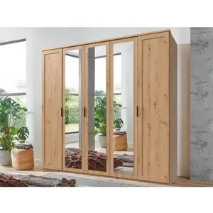 Šatní skříň Nadja, 225 cm, dub artisan/zrcadlo obraz