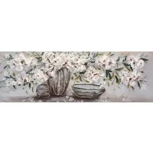 Ručně malovaný obraz Květinové zátiší 120x40 cm, olejomalba obraz