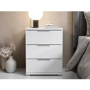 Noční stolek se 3 zásuvkami Smilla, výška 61 cm, bílý obraz