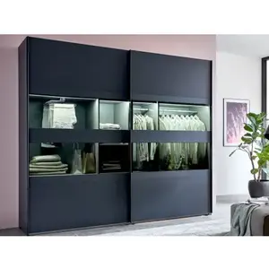 Šatní skříň Easy Plus, šířka 270 cm/extra výška 236 cm, grafit/sklo obraz