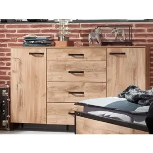Úložná komoda se zásuvkami Detroit, prkenný dub obraz