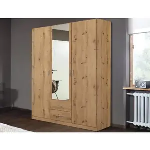Šatní skříň se zrcadlem Case, 136 cm, dub artisan obraz