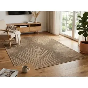 Venkovní/vnitřní koberec Kenzy 120x170 cm, béžový s listy obraz