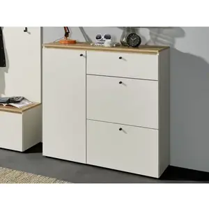 Úložná komoda/botník Lime 102 cm, béžový kašmír/dub evoke obraz
