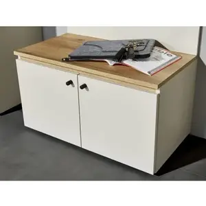 Předsíňová lavice s úložným prostorem Lime 70 cm, béžová kašmír/dub evoke obraz