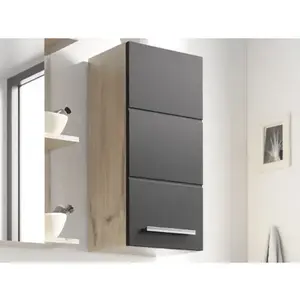 Závěsná koupelnová skříňka Vista 34 cm, dub viking/černá obraz