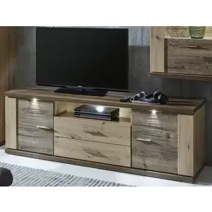 Široká TV skříňka Grande, dub artisan/dub ribbeck, s osvětlením obraz