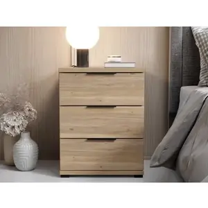 Noční stolek se 3 zásuvkami Smilla, výška 61 cm, dub mauvella obraz