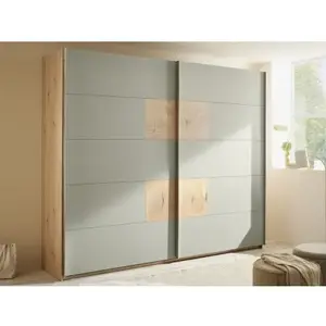 Šatní skříň Simada 270 cm, dub artisan/šalvějově zelená obraz