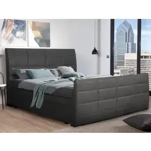 Postel boxspring Bonny 180x200 cm, antracitová vintage látka obraz