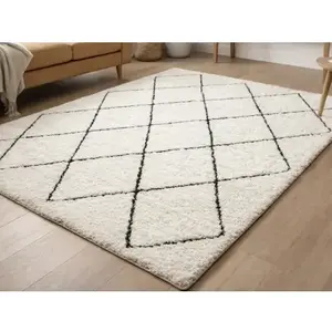 Koberec Ideal Shaggy 80x150 cm, diamant krémový/černý obraz