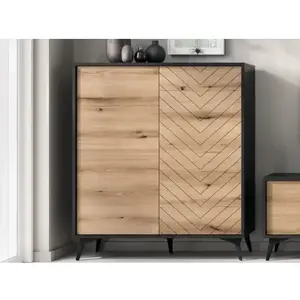 Vysoká skříňka Diamond, černá/dub obraz