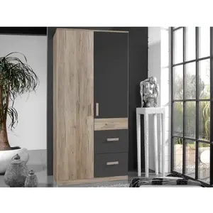 Šatní skříň Cariba, 90 cm, dub san remo/grafit obraz