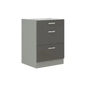 Dolní kuchyňská zásuvková skříňka Grey 60D3S, 60 cm obraz