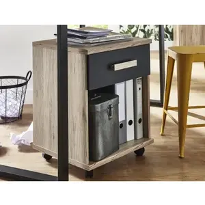 Úložný kontejner na kolečkách Cariba, dub san remo/grafit obraz