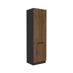 Kuchyňská skříň pro vestavnou lednici Monza, 60 cm, ořech/černá obraz