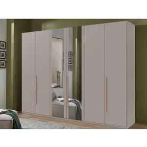 Šatní skříň se zrcadly London, 270 cm, šedá sahara/dub artisan obraz