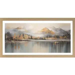 Rámovaný obraz Horská krajina 49x23 cm, efekt ruční malby obraz