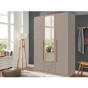 Šatní skříň se zrcadlem Marburg, 135 cm, šedá sahara/dub artisan obraz