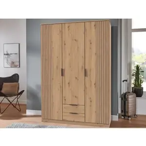 Šatní skříň Lübeck, 135 cm, dub artisan/optika lamel obraz