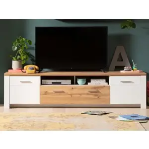 TV skříňka Matera, 209 cm, starý dub/bílá obraz