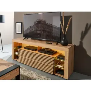 TV stolek Goal, dub artisan/černý, s osvětlením obraz
