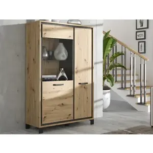 Nízká vitrína Trondheim 101 cm, dub artisan/dub černý obraz