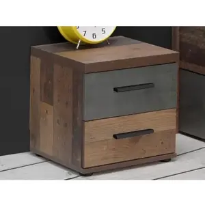 Noční stolek Winnie 38 cm, vintage optika dřeva/šedý beton obraz