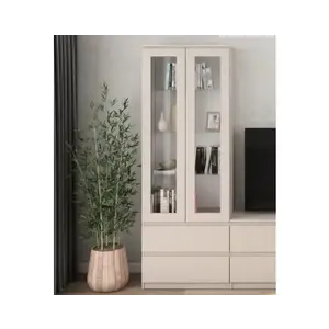 Vysoká vitrína Carlos, béžová kašmír, šířka 70 cm obraz