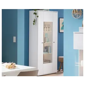 Vysoká skříňka s prosklením Rovigo 95 cm, dub nox/bílá obraz