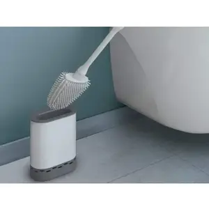 WC štětka plochá se stojanem Cleany, bílá/šedá obraz