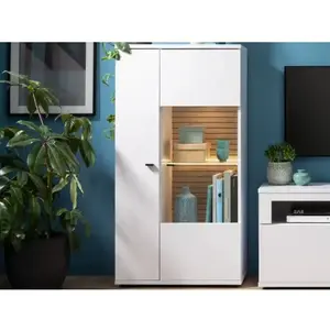 Skříňka s prosklením Rovigo 70 cm, dub nox/bílá obraz