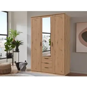 Šatní skříň Nadja, 135 cm, dub artisan/zrcadlo obraz