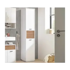 Vysoká koupelnová skříňka Liguria, bílá/dub evoke obraz