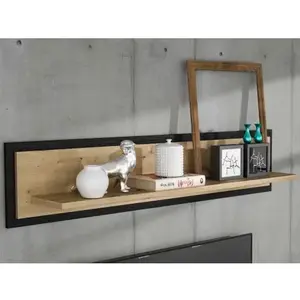 Nástěnná police Trondheim 140 cm, dub artisan/dub černý obraz
